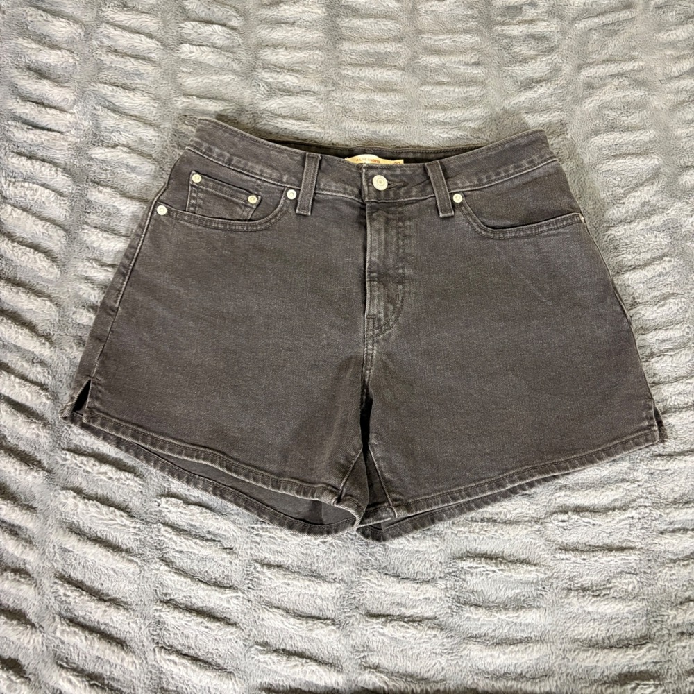 Levis A-Line Shorts Womens 29 Charcoal Gray Faded Black High Rise Denim Denim
